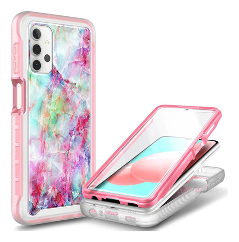 Funda Galaxy A32 5g Nznd + Protector Pantalla Glitter Rose