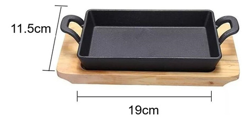 Fuente De Hierro Fundido 19 X 11.5cm Con Base De Madera
