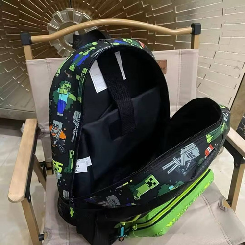 Minecraft Mochila Escolar Marca Smiggle/ Diseño Videojuego Negro Estampada