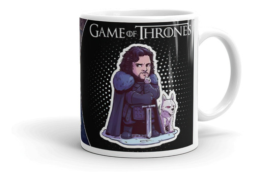 Jhon Snow Taza 11oz Blanca Juego De Tronos Cerámica Aa