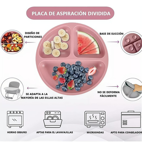 Platos Y Cubiertos De Silicona Para Bebés Set De 8 Piezas Ro