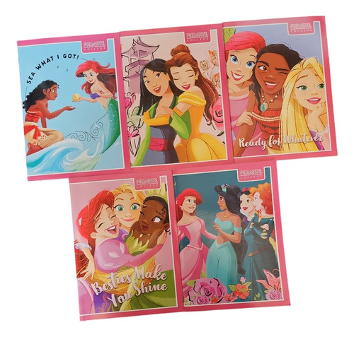 Pack 5 Cuadernos Collage Cuadros 80 Hojas  Princesas Disney