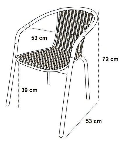 Juego Set Jardin Exterior Mesa + 2 Sillas Apilables Rattan Estructura Natural