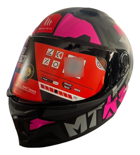 Casco Integral Mt Stinger 2 Rosa Chicle Solido Ml