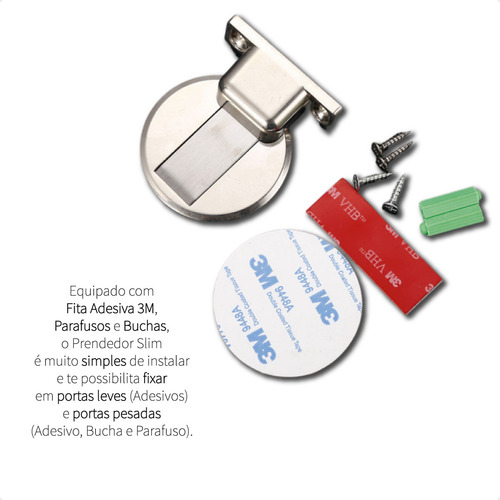 Tope De Puerta Magnético Fino De Acero Cromado Con Adhesivo