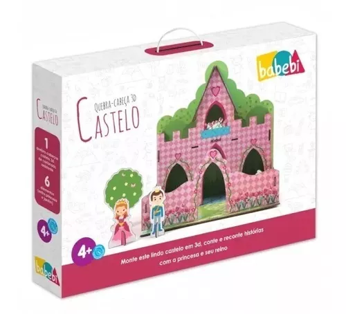 Brinquedo para Montar Castelo Encantado Madeira 64 Peças Brincadeira de  Criança