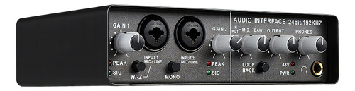 Interface Áudio Gravação Home Studio 24bit/192khz Teyun Q-24 Cor Preto