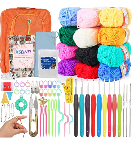 Kit De Crochet Para Principiantes Con 12 Ovillos De 137m