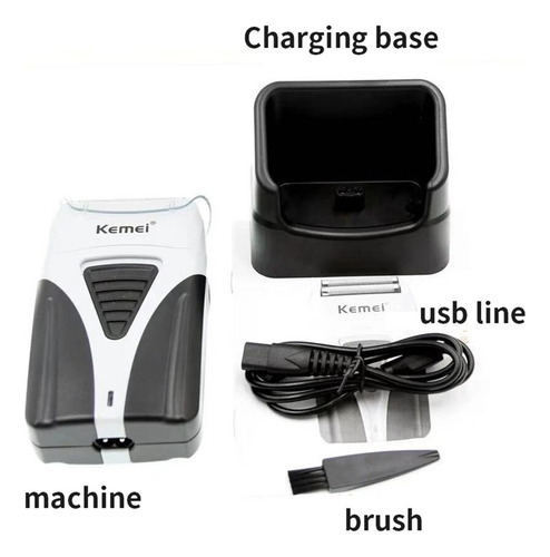 Maquina Afeitadora Shaver Kemei Km-3383 Recargable Lithium Color Gris