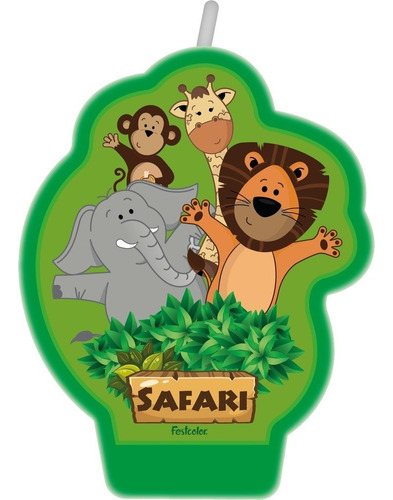 Vela Safari E Mundo Animal - Para Bolo, Aniversário E Festa