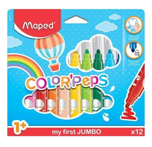Marcadores Fibra Jumbo Color Peps X 12 Colores Maped 