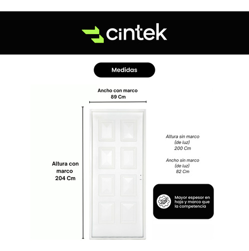 Puerta De Frentes Casa Inyectada 80x200 Barral Inoxidable