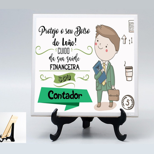 Imagem 1 de 2 de Quadro Azulejo Presente Contabilidade Contador