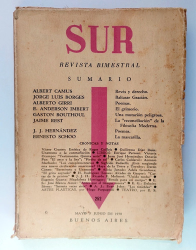 Revista Sur 252 1958 Jorge Luis Borges Albert Camus Gracian