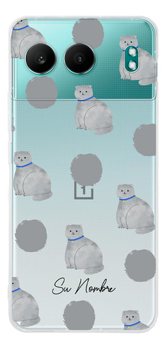 Funda Para Oneplus Para Mujer Gatito Gris Personalizado