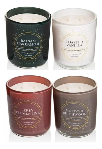 Vela Aromatica Fragancia Premium 2 Mechas Individual Color Blanco Fragancia Vertiver Birchwood / Llspice Leaves White Birch Birch Especiado Navideño