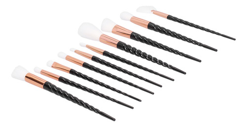 Juego De 10 Brochas De Maquillaje Con Mango En Espiral, Cerd