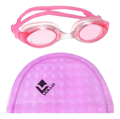 Óculos De Natação Essential Rosa+touca Natação Poliuretano
