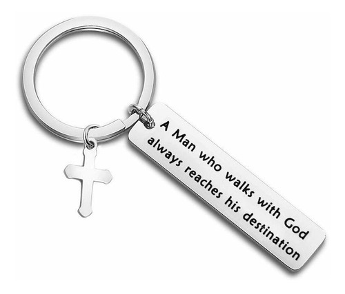 Llavero - Bobauna Walk With God Religious Keychain Cross Key