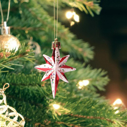 2 Enfeites De Árvore De Natal, Estrela De 8 Pontas 6pcs