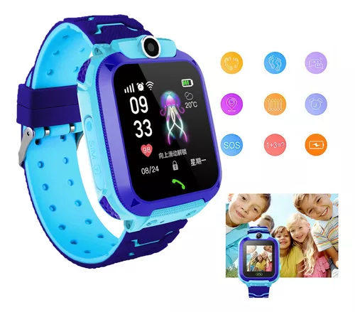 Reloj inteligente para niños, resistente al agua IP67, pantalla táctil HD  LBS de posicionamiento, con cámara de llamada de dos vías SOS, ranura para