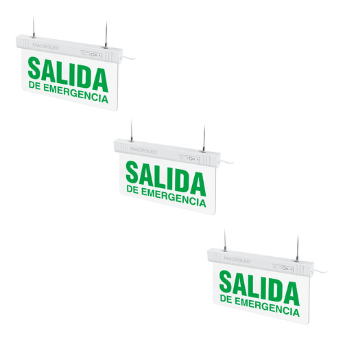 Combo X3 Cartel Luminoso Macroled Led Salida De Emergencia