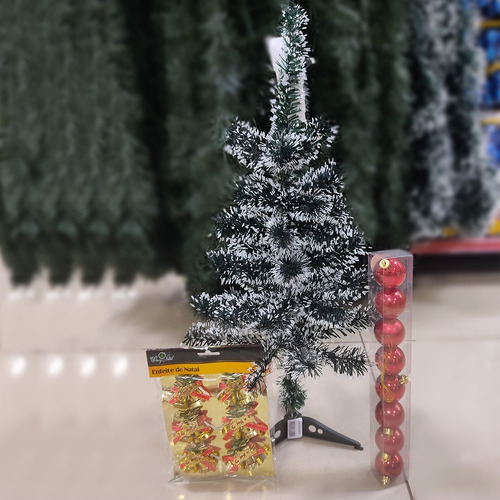 Kit Árvore De Natal Pequena Nevada Com Enfeites De Decoração | MercadoLivre