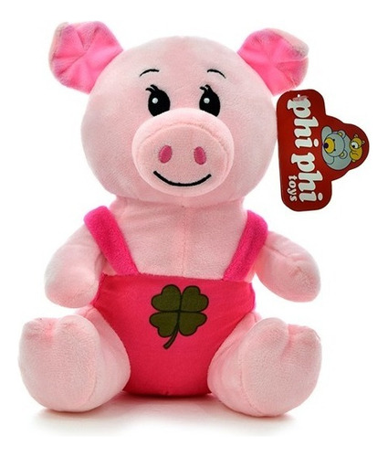 Peluche Chanchito Vestido Jardinero Rosa