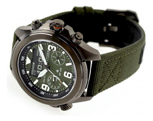 Reloj Pulsera Citizen Jv1005-02w Con Correa De Naylon Color Verde - Bisel Gris Ip Verde Gris Ip Verde