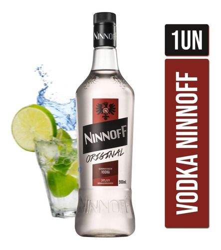 Vodka Destilada Ninnoff Garrafa Vidro 900 Ml A Mais Suave
