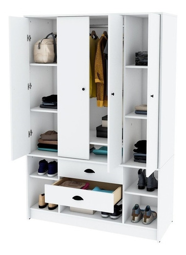 Imagen 2 de 4 de Placard Centro Estant Evolution LIBE 40 color blanco de melamina con 4 puertas batientes