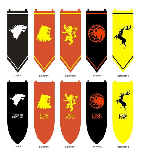 Imagen 2 de 6 de Estandartes Game Of Thrones Juego De Tronos Pintados A Mano