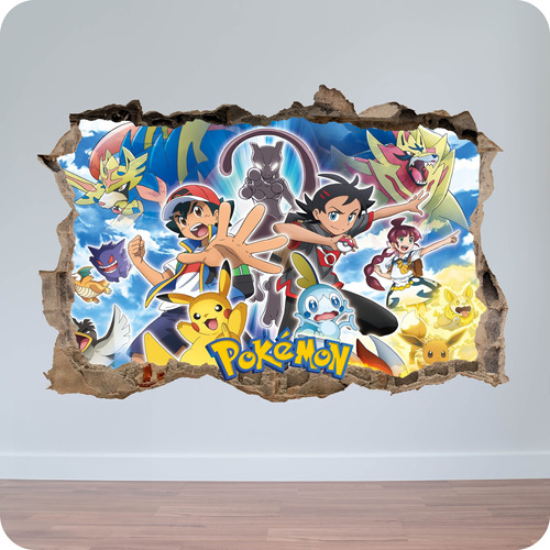 Vinilo Mural Pared Rota Pokemon 60x90