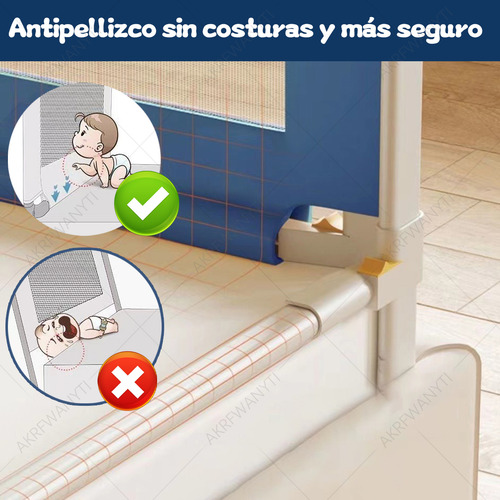 Barandilla Protector Cama Infantil Barra Seguridad 2m/1.5m 2