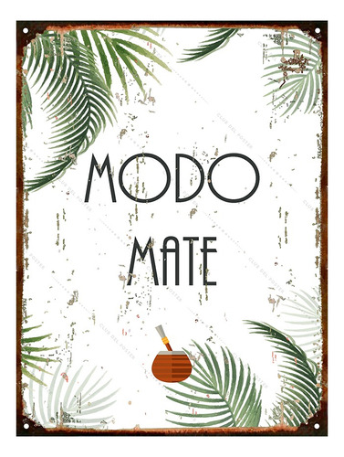 Carteles Chapa Decoracion Vintage Modo Mate Tropical Hojas