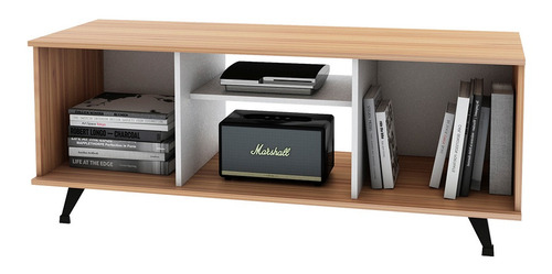 Mueble Para Tv Rack 3 Compartimientos 1 Estante Regulable Color Wengue