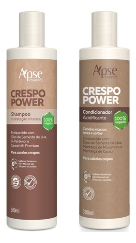 Apse Cosmetics Para Cabelos Crespos e Cacheados Linha Profissional Nutrição Kit 600mL