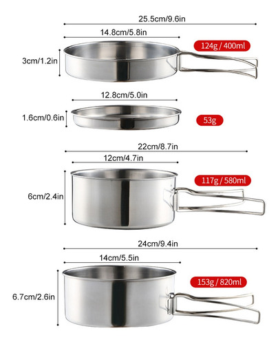 Juego De Utensilios De Cocina, Juego De Ollas Para Acampar Y