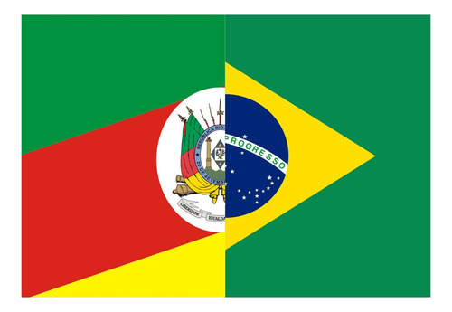 Bandeira Rio Grande Do Sul Brasil 1,0m X 70cm Com Bastão Cor