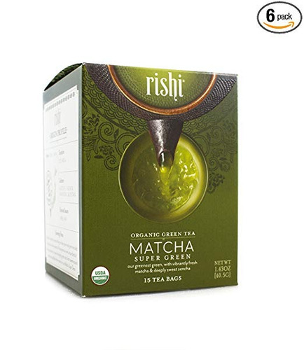 Rishi Té Matcha Orgánica Verde Estupendo Bolsas De Té, 15 Co