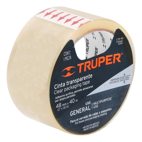 Cinta Transparente 40 Mt Truper 12551