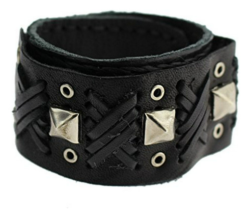 Ra De Puño - Brazalete De Cuero Genuino Negro Ra Unisex Ra R