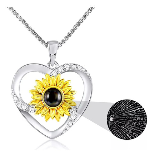 Collar Girasol Te Amo En 100 Idiomas Para Mujer Novia Pareja