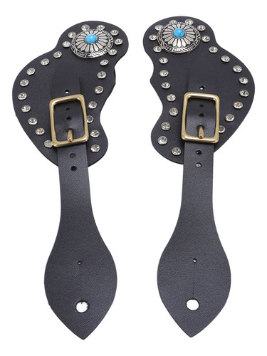 Juego De Correas Con Forma De Espolón Negro, 2 Piezas, Piel
