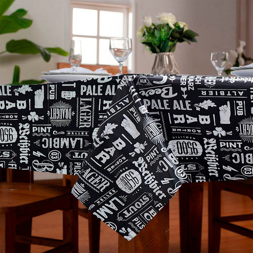 Toalha De Mesa Plástico Impermeável Estampado 6 Lugares Cor Bar