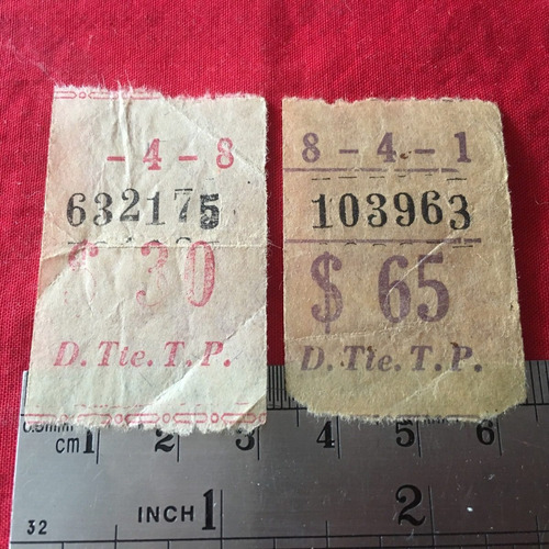2 Antiguos Boletos D. Tte. T. P. Dirección Transporte (b) (Usado)