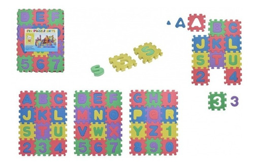 Set De 36 Letras Y Números En Goma Eva Tipo Puzzle