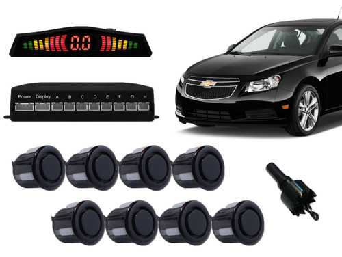 Sensores 8 Pontos Display Led Gm Cruze 2012 A 2016 Preto