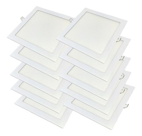 Pack X10 Paneles Led Flat Embutir 18w Cuadrado Neutro Macro