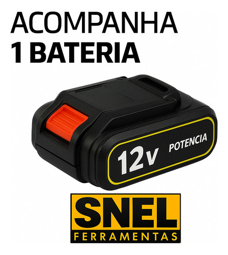 Parafusadeira E Furadeira Sem Fio Bateria 12v Bivolt 3/8 Com Jogo De Soquete Aço 1/4 Catraca Chave Allen Maleta 46 Peças Snel Ferramentas